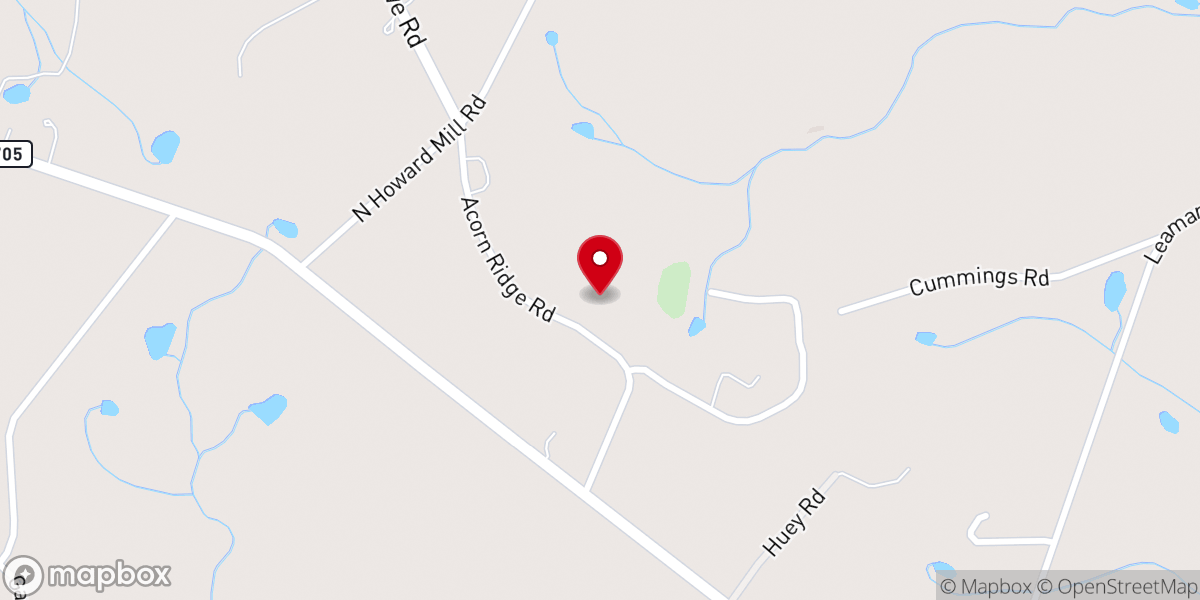 Map showing location of Acorn Ridge Baptist Church