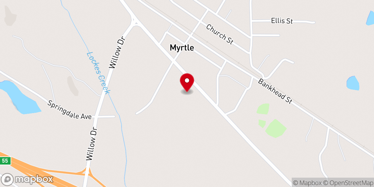 Map showing location of Myrtle Baptist Church