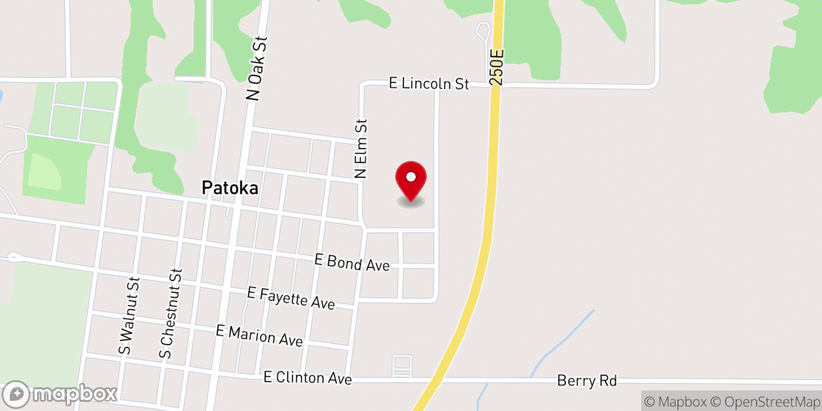 Map showing location of Patoka United Methodist Church