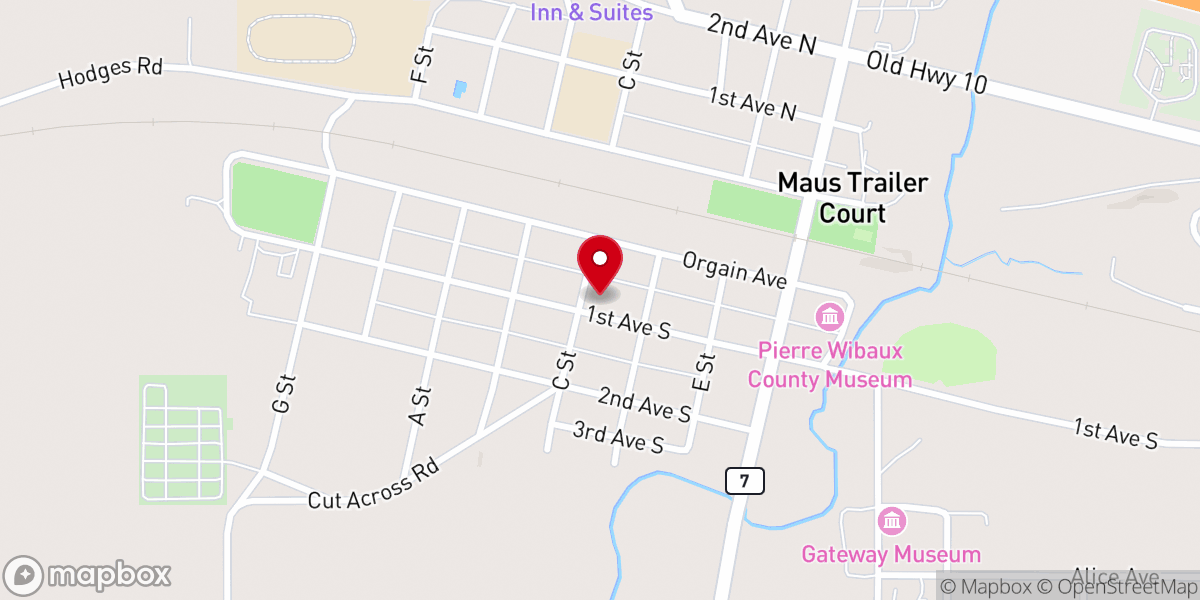 Map showing location of Saint Peter’s Catholic Church