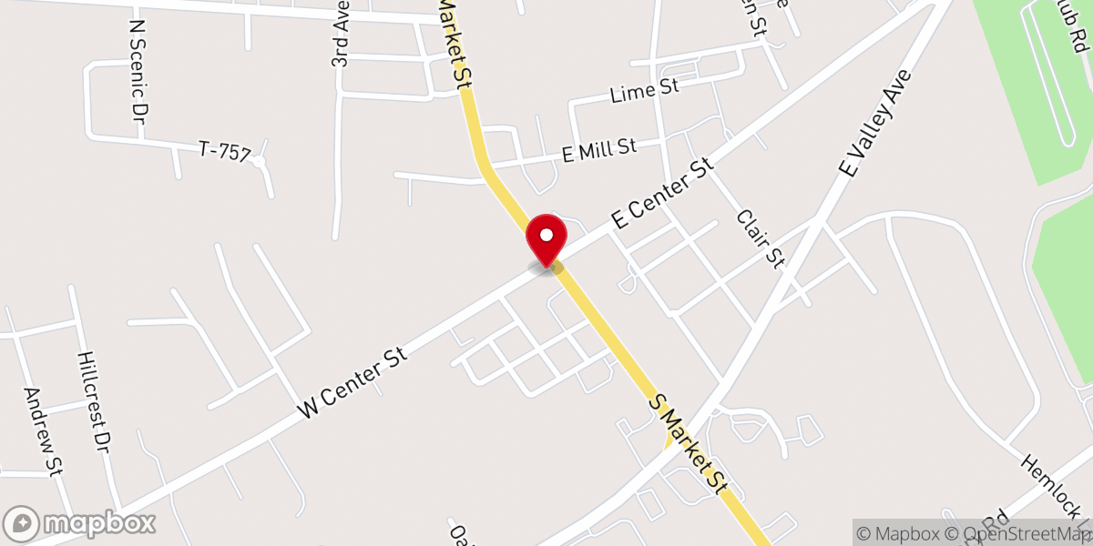 Map showing location of Elysburg