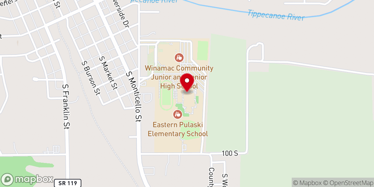 Map showing location of Eastern Pulaski Character Academy