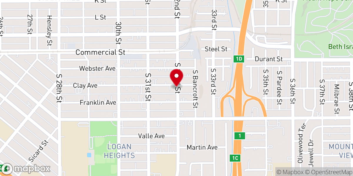 Map showing location of Logan Temple African Methodist Episcopal Church