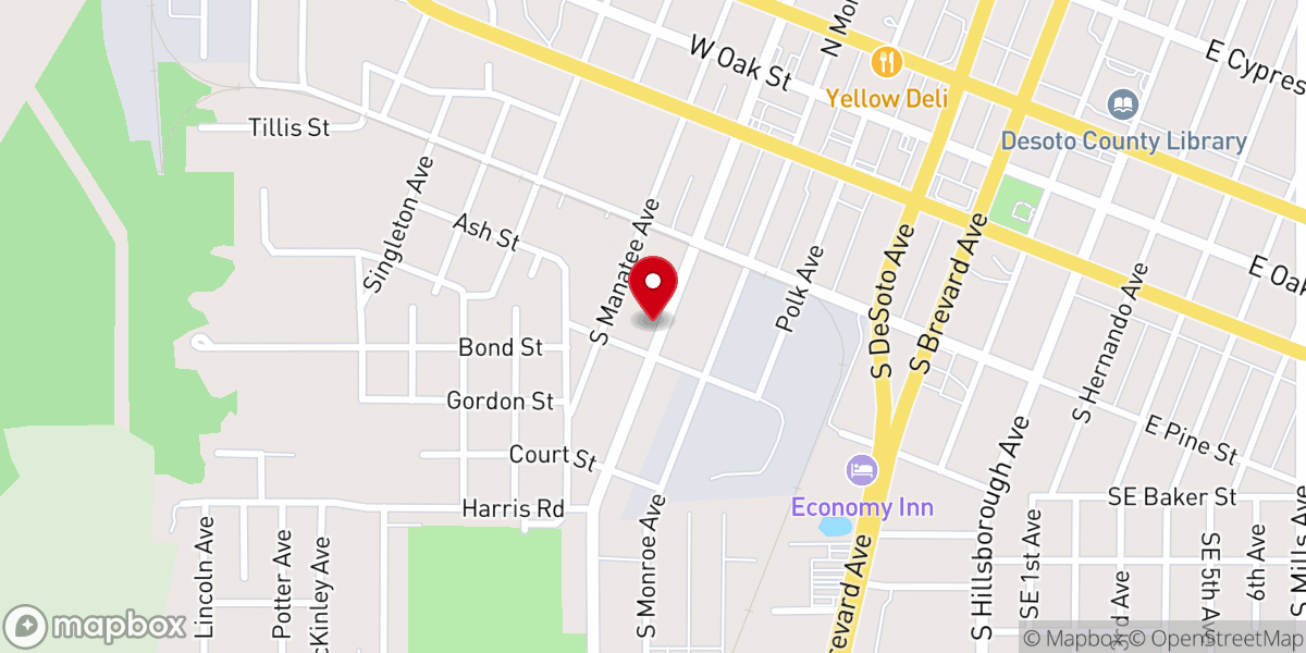 Map showing location of Greater Mt Zion AME Arcadia