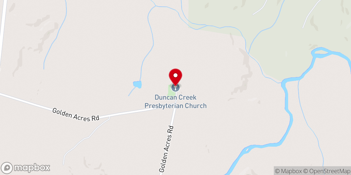Map showing location of Duncan Creek Presbyterian Church