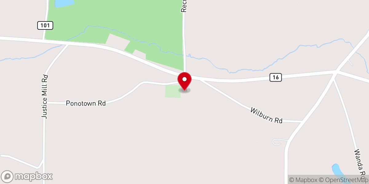 Map showing location of Pondtown Church