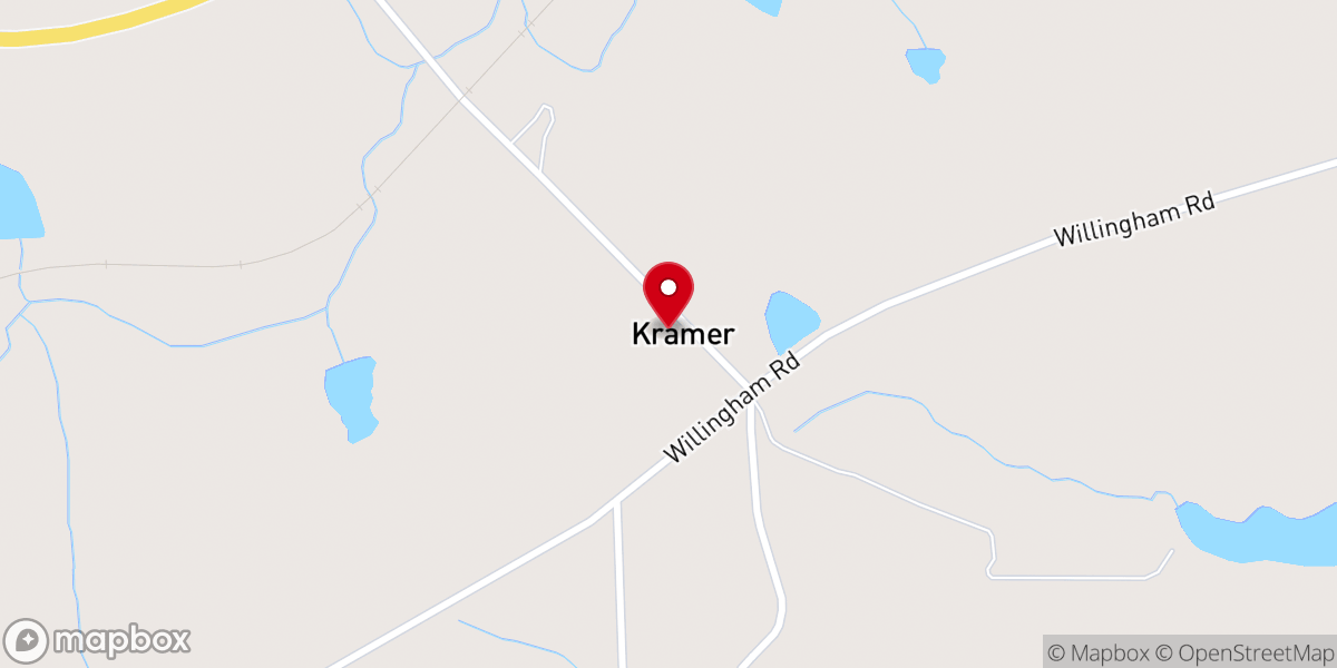 Map showing location of Kramer Baptist Church