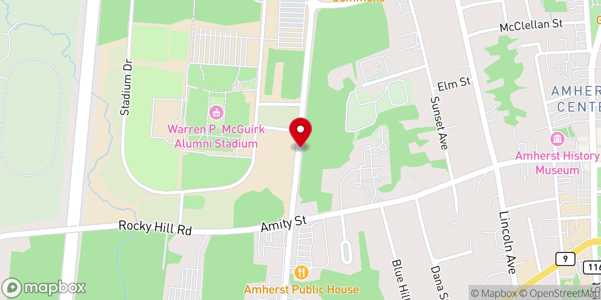 Map showing location of Amherst, MA 01004