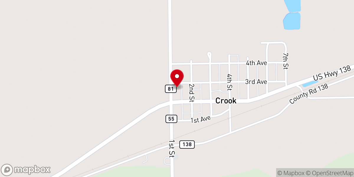 Map showing location of United Church of Crook