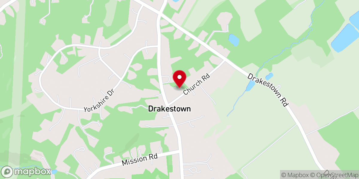 Map showing location of Drakestown United Methodist Church