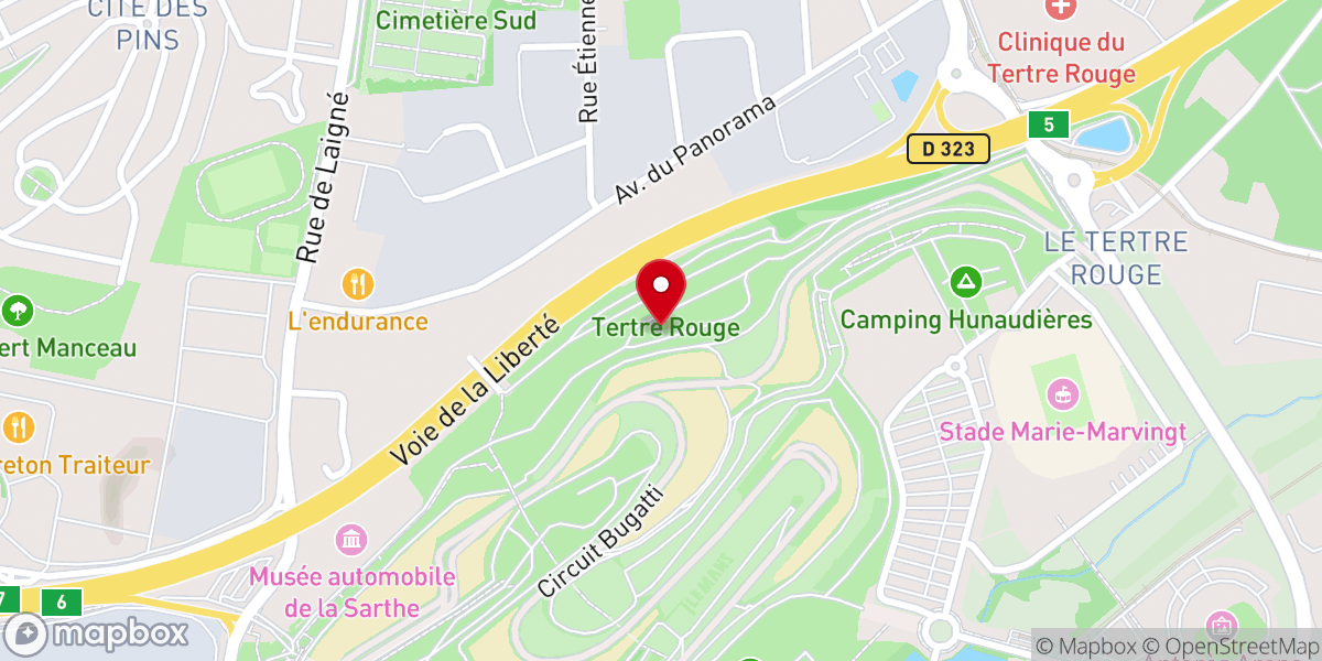 Map showing location of Sarthe Circuit Chapel