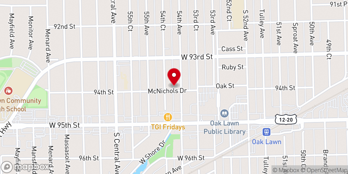Map showing location of Oak Lawn United Reformed Church