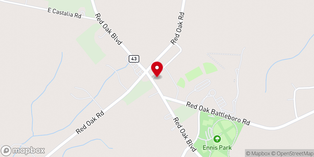 Map showing location of Red Oak United Methodist Church