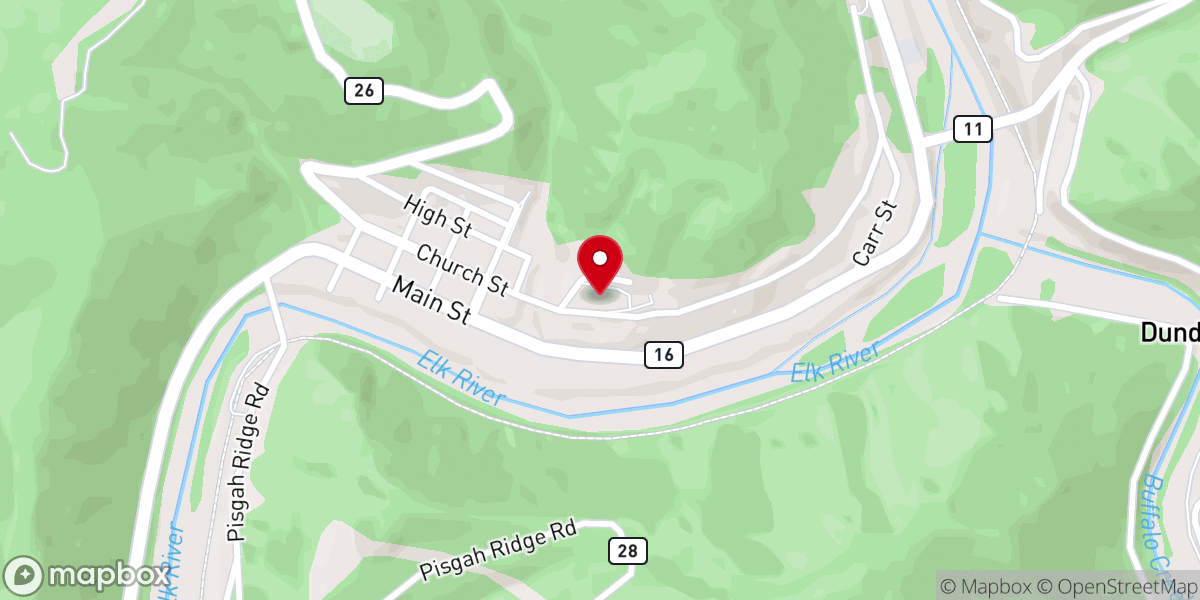 Map showing location of Clay County Middle School