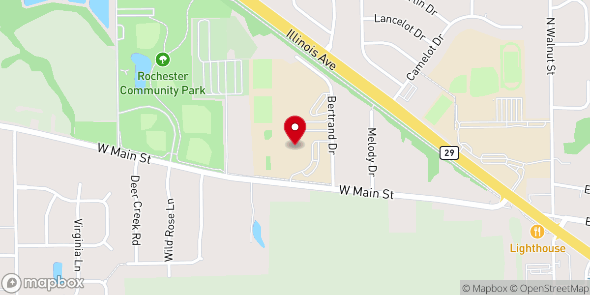 Map showing location of Rolling Prairie Baptist Church