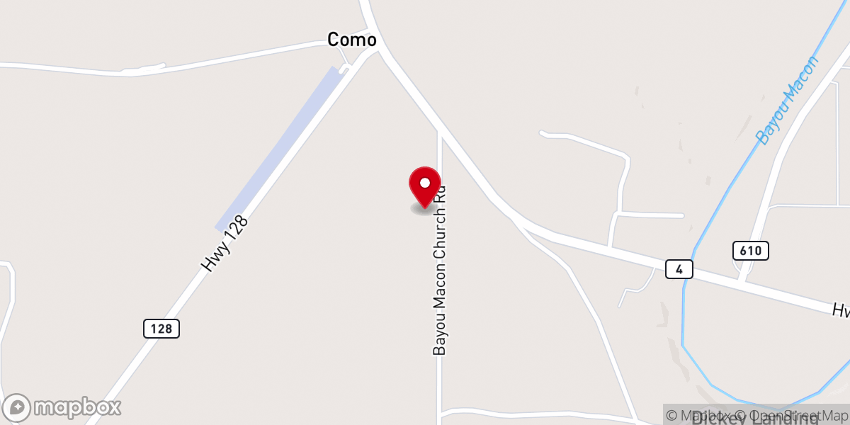 Map showing location of Bayou Macon Baptist Church