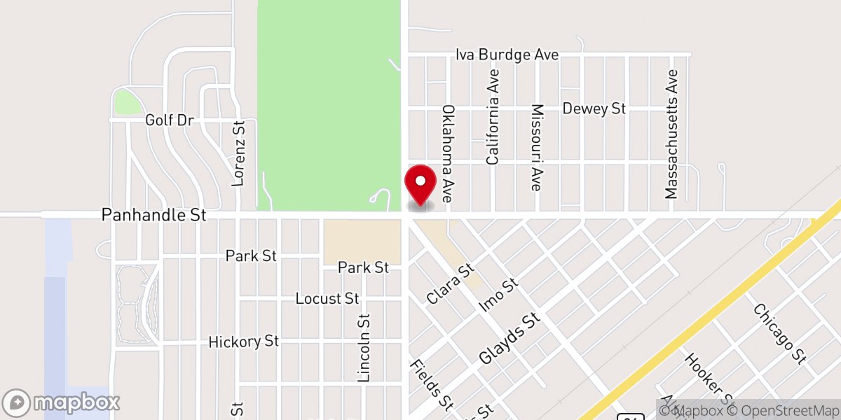 Map showing location of First Baptist Church of Hooker