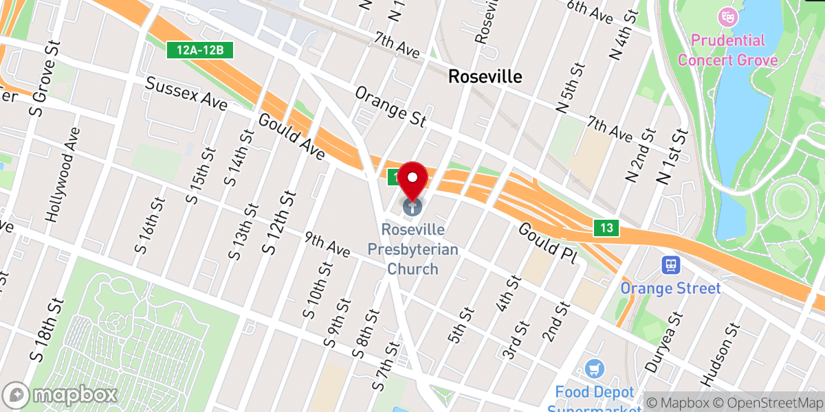Map showing location of Roseville Presbyterian Church