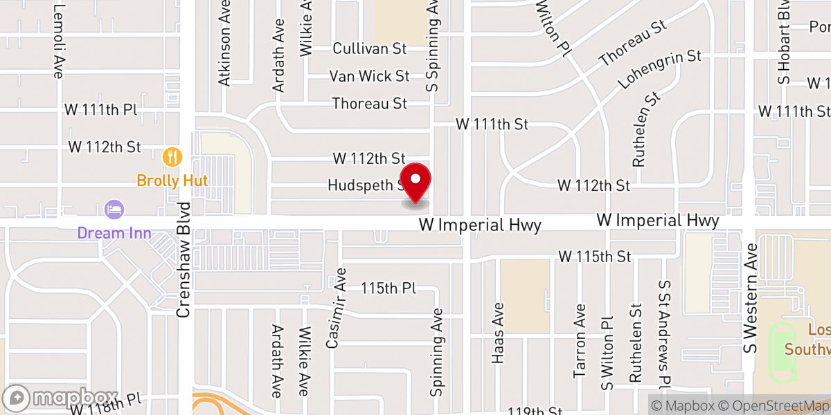 Map showing location of Del Aire Assembly of God Church