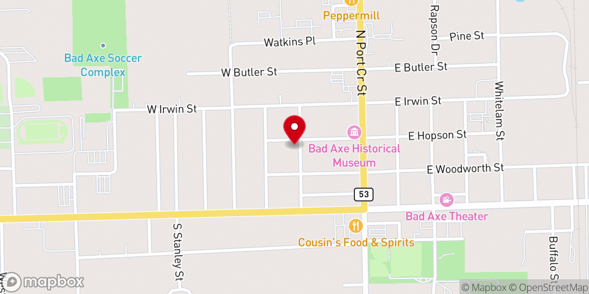 Map showing location of Bad Axe Seventh-Day Adventist