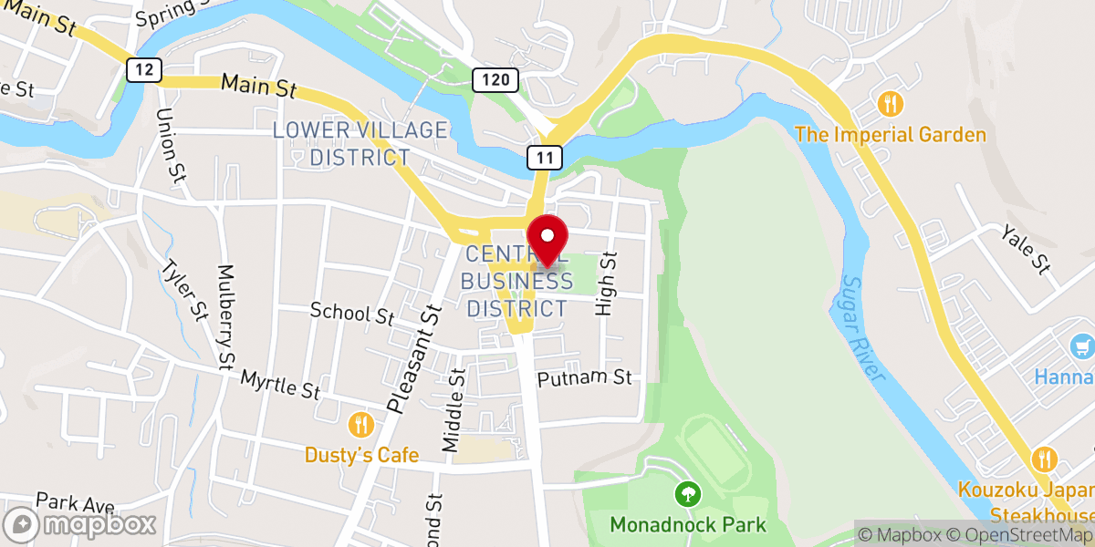 Map showing location of Lake Sunapee Baptist Church - Claremont