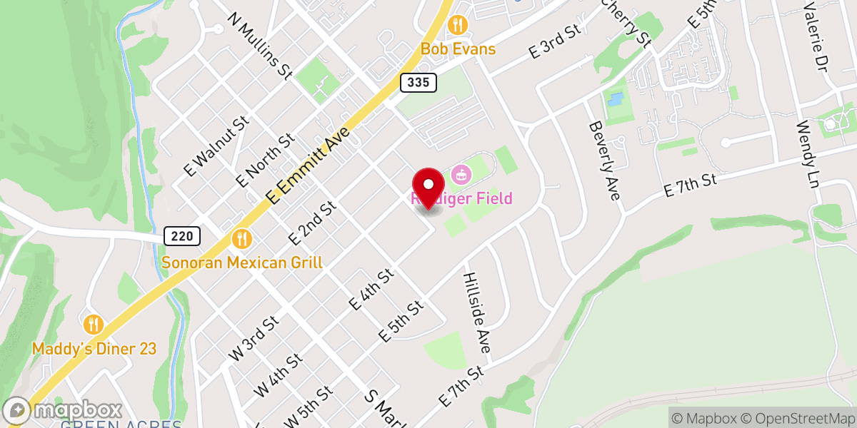 Map showing location of 4th & Mullins Church of Christ