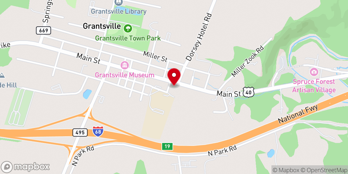 Map showing location of Highland Thrift Shop
