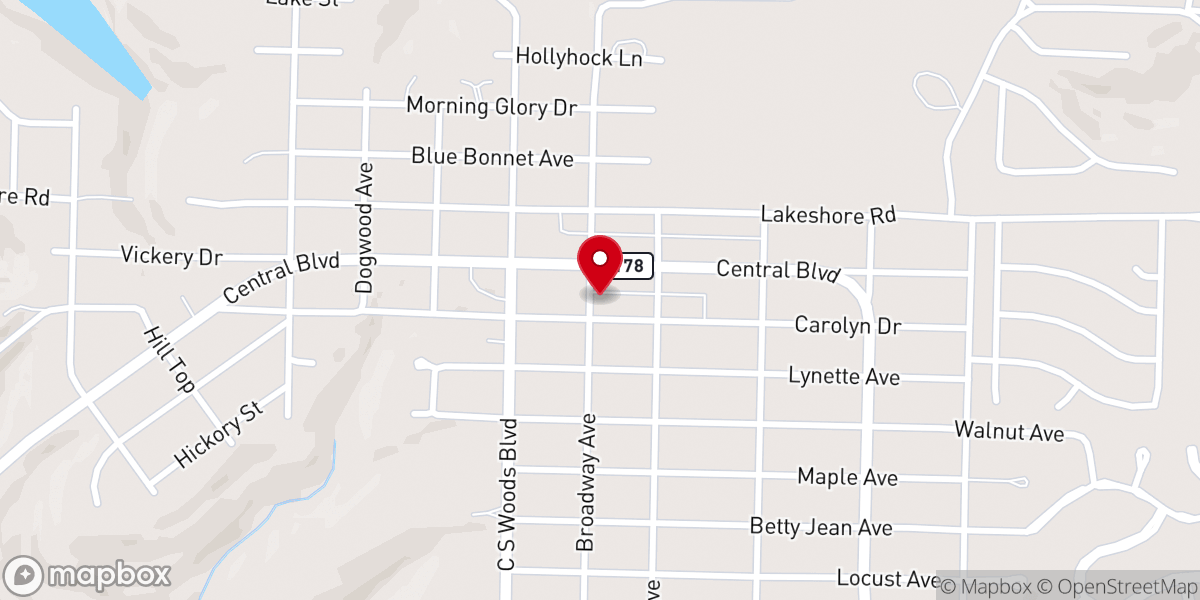 Map showing location of Grace Church of Bull Shoals