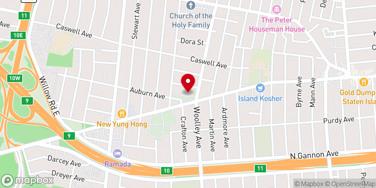 Map showing location of christ assembly of god church; staten island