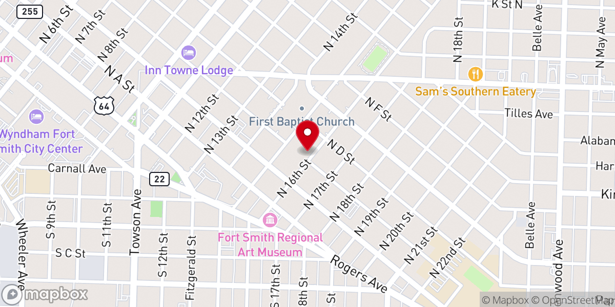 Map showing location of First United Methodist Family Life Center