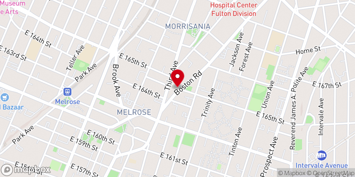 Map showing location of African Methodist Episcopal Zion Church