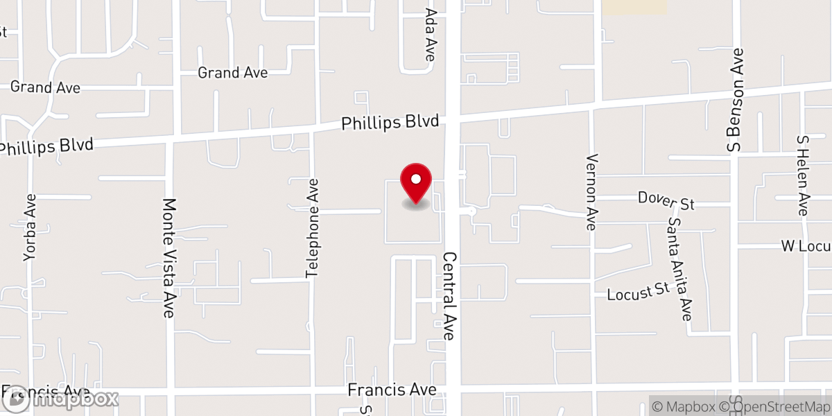Map showing location of Victory Outreach Chino