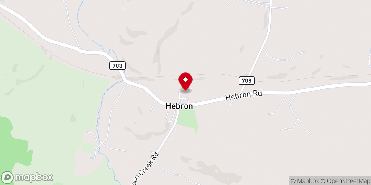 Map showing location of Hebron Presbyterian Church