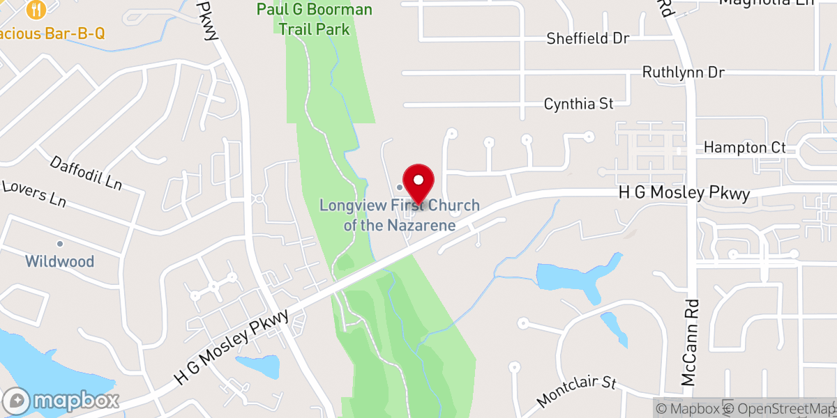 Map showing location of First Church of the Nazarene