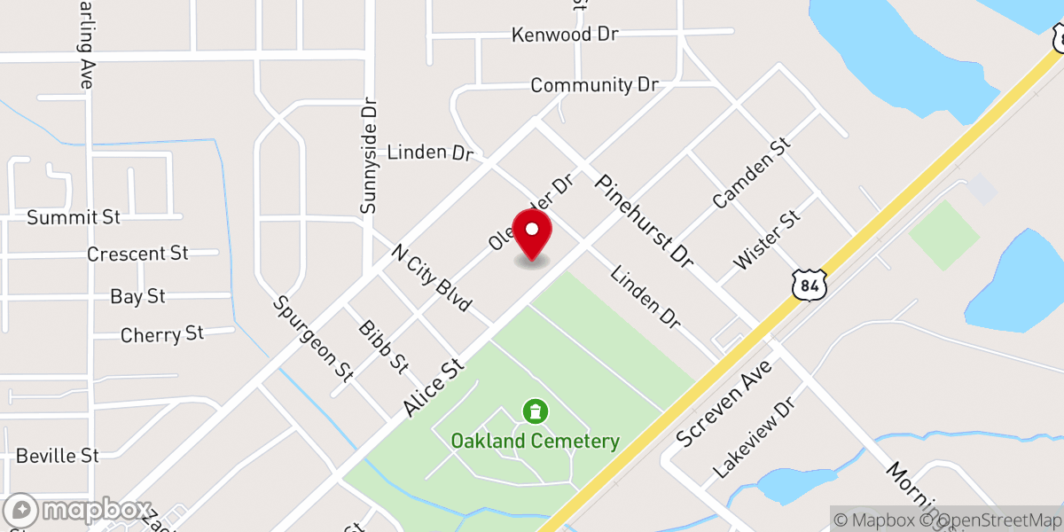 Map showing location of First Church of the Nazarene