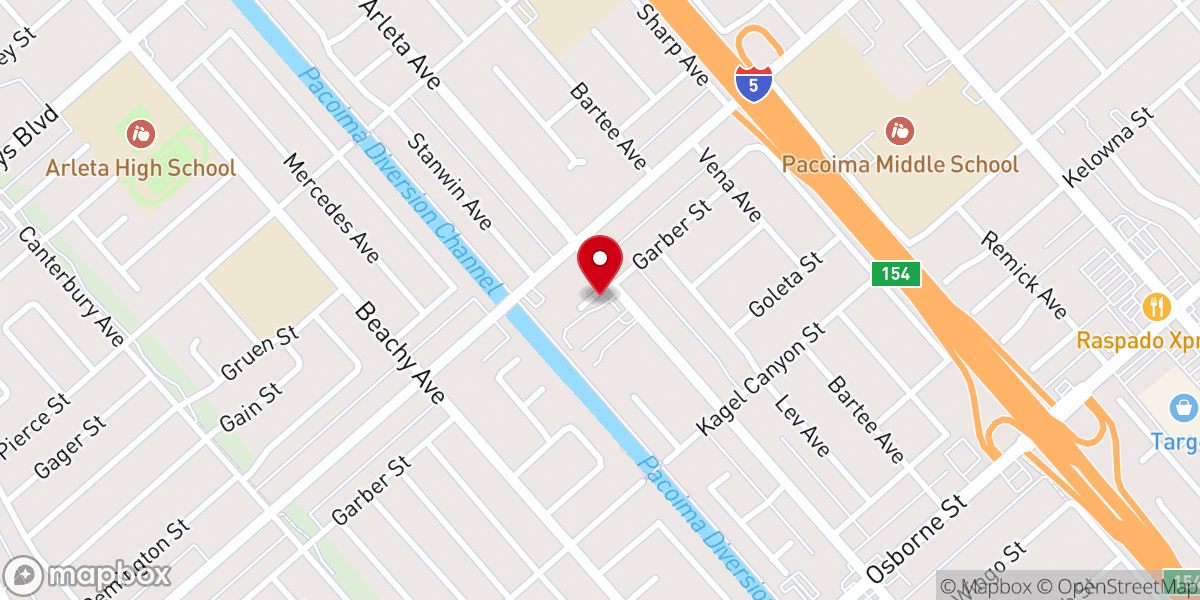 Map showing location of Arleta First Assembly of God