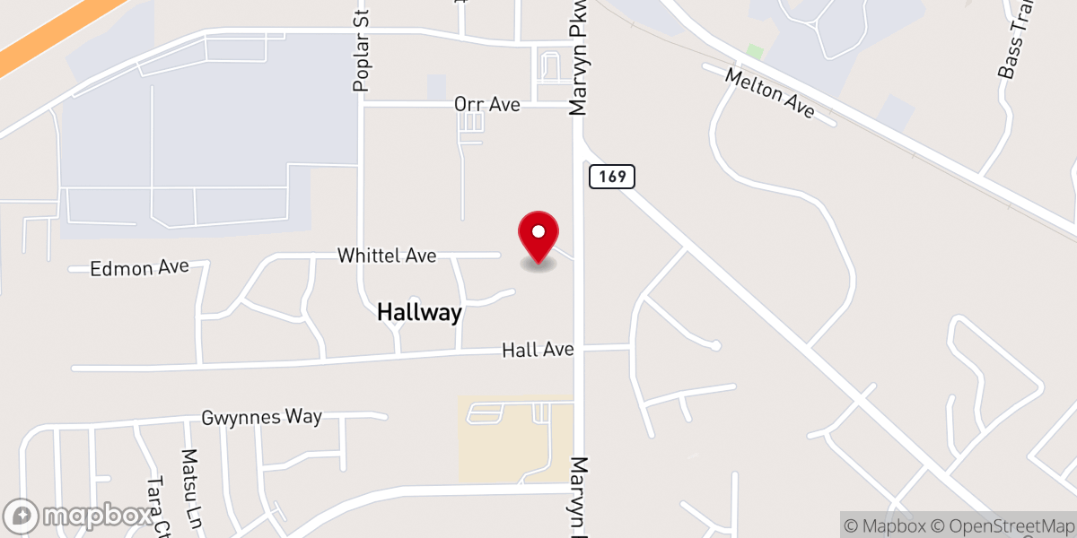 Map showing location of Oak Hill Church