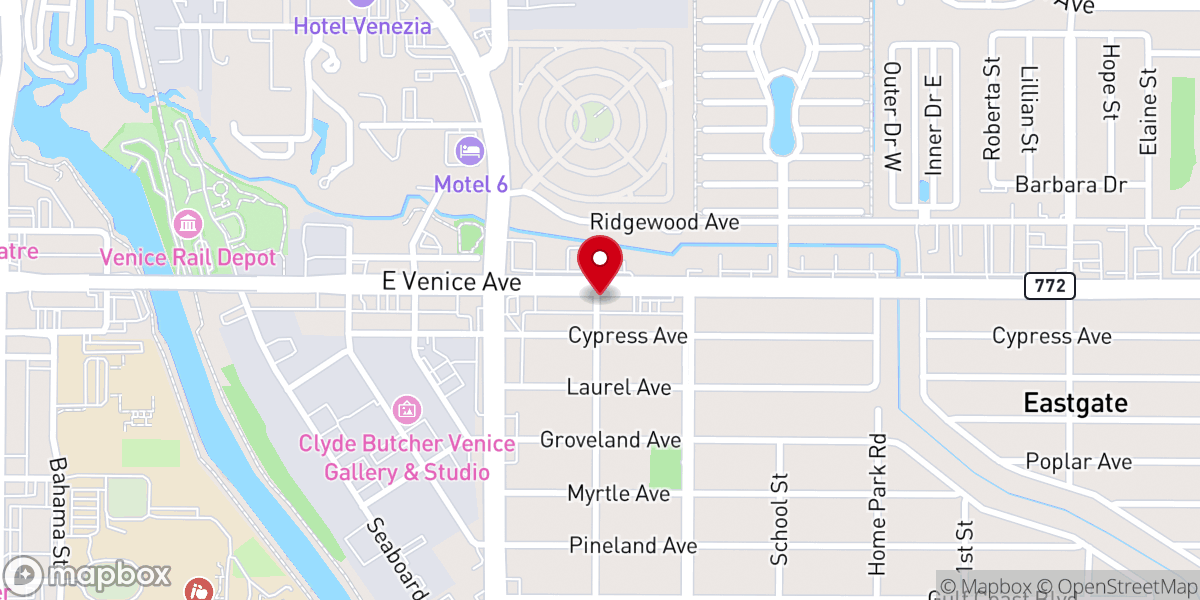 Map showing location of Old Chapel Tattoo Co.