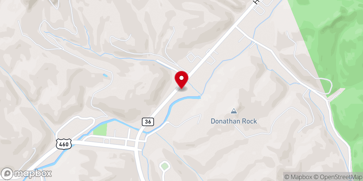 Map showing location of Frenchburg Baptist Church
