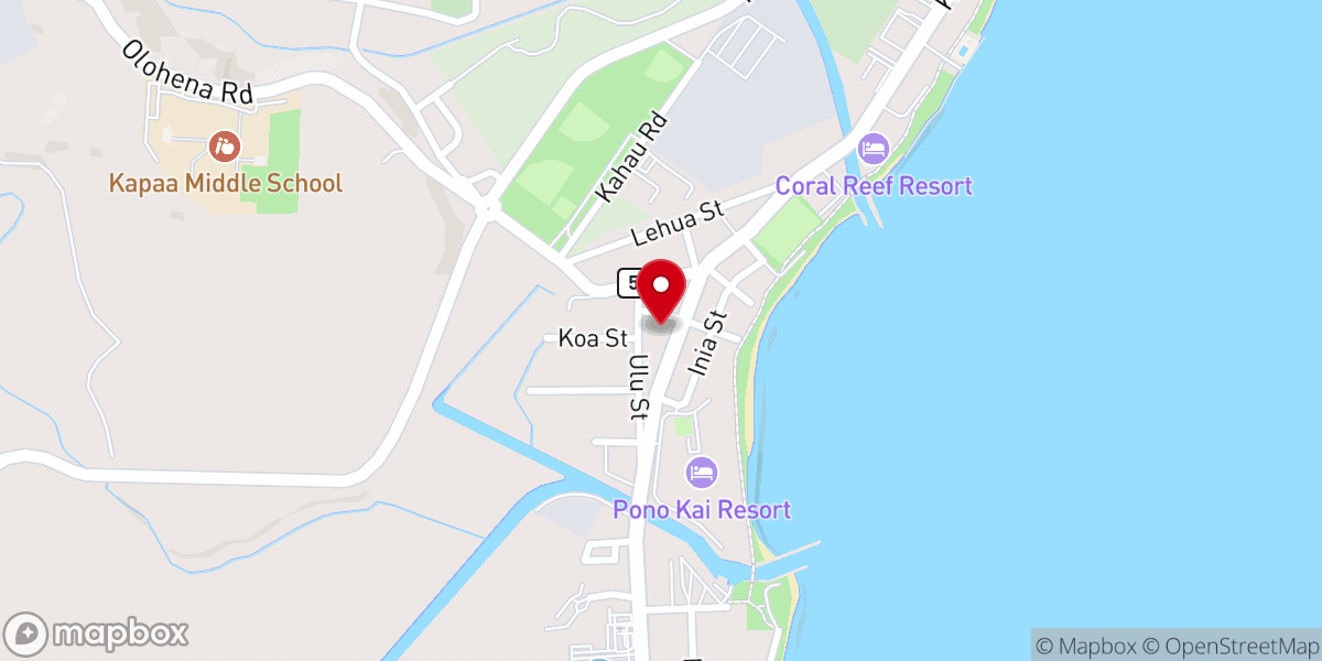Map showing location of Kapaa First Hawaiian Church