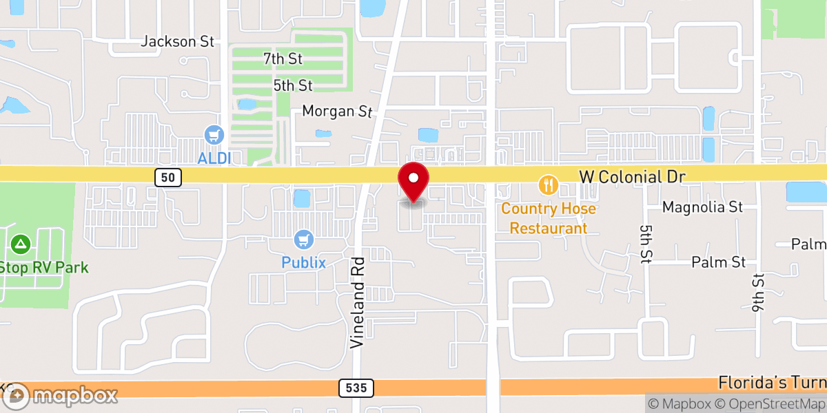 Map showing location of Zion Church Orlando