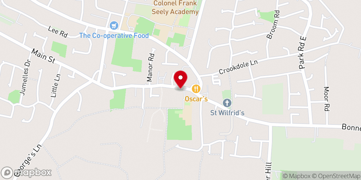 Map showing location of Calverton Baptist Church