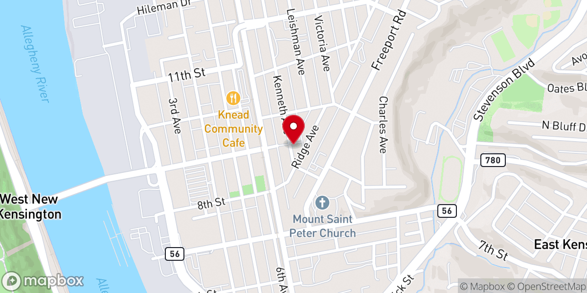 Map showing location of First Evangelical Lutheran Church