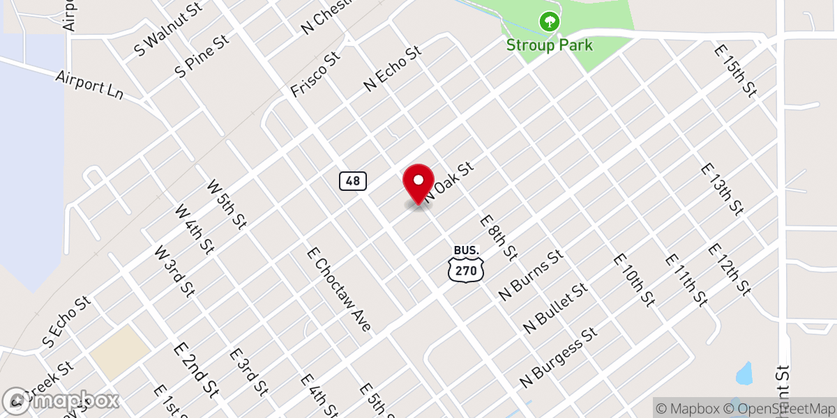 Map showing location of Faith Free Will Baptist Church