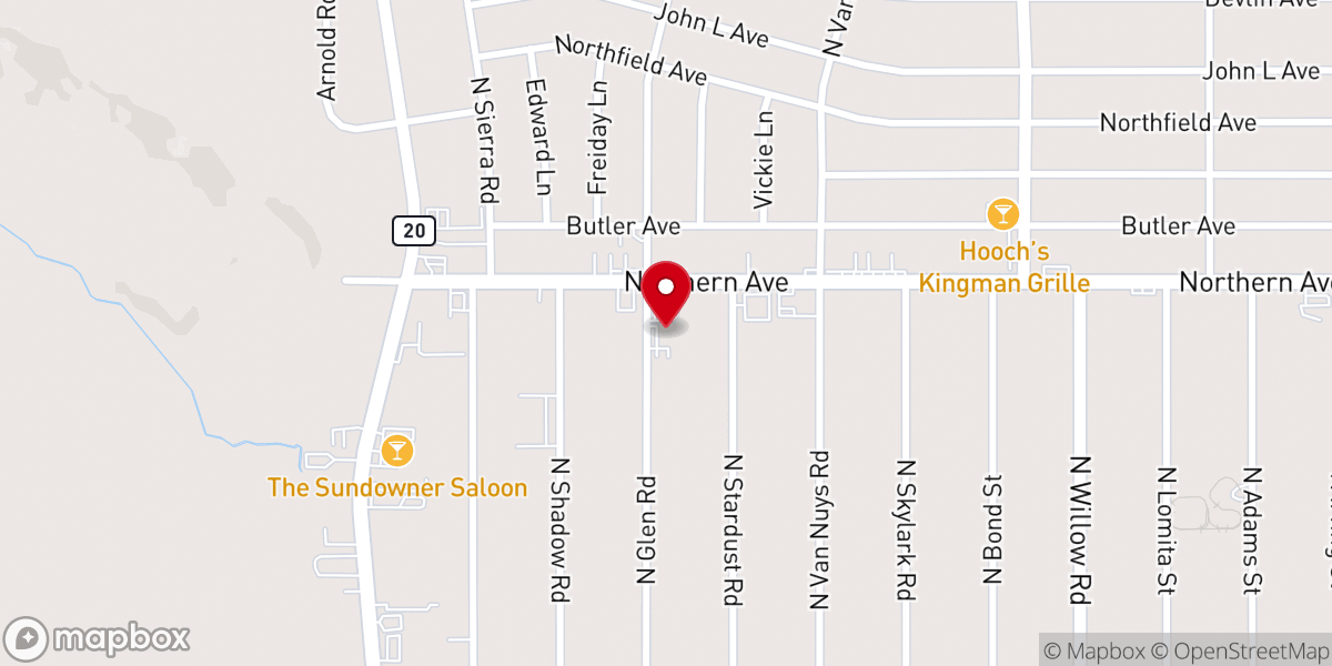 Map showing location of Kingman Apostolic Church