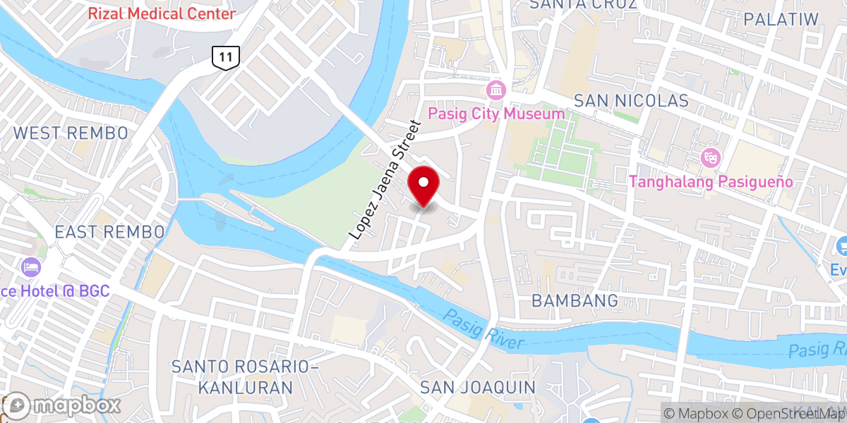 Map showing location of Pasig First Assembly of God