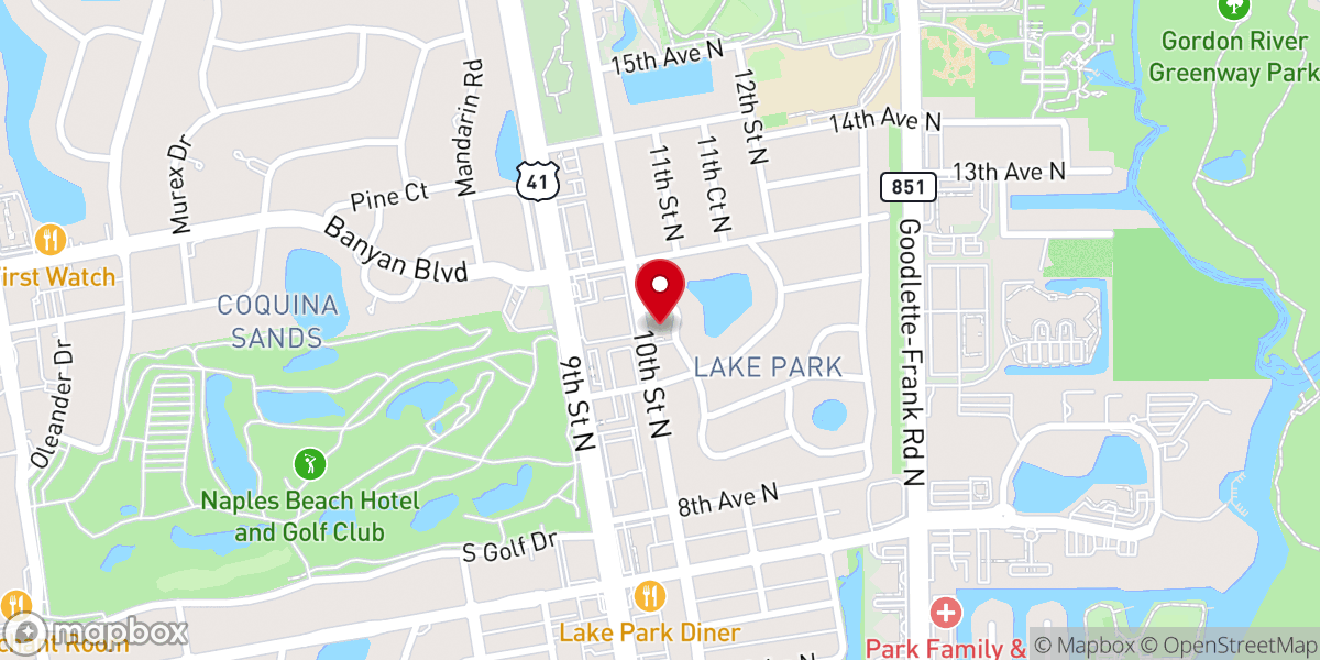 Map showing location of Oasis Naples Church