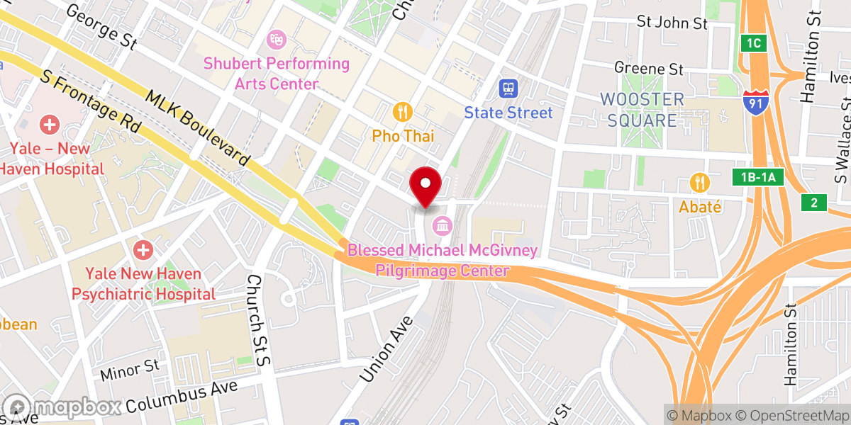 Map showing location of Blessed Michael McGivney Pilgrimage Center (formerly Knights of Columbus Museum)