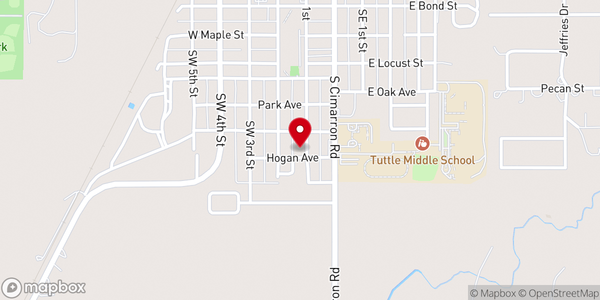 Map showing location of Tuttle Primitive Baptist Church