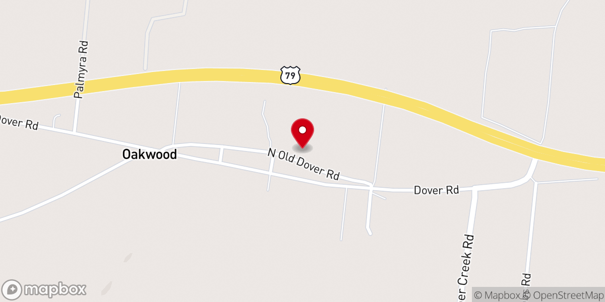 Map showing location of Oakwood Church of Christ
